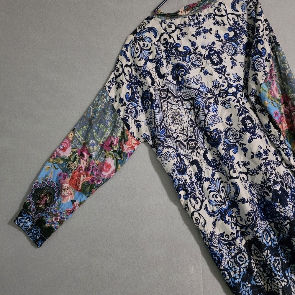 NWT Johnny Was Multi Print Button Down Blouse C13217-9 Size Small - Picture 12 of 13